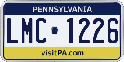 PA license plate LMC1226