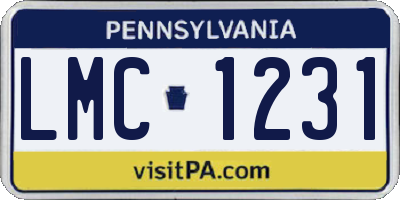 PA license plate LMC1231