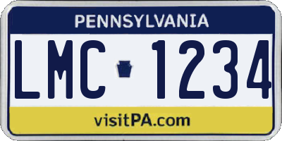 PA license plate LMC1234