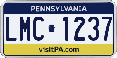 PA license plate LMC1237