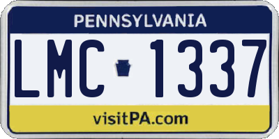 PA license plate LMC1337