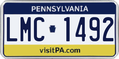 PA license plate LMC1492