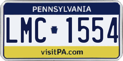 PA license plate LMC1554