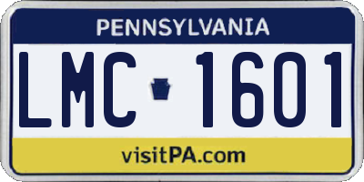 PA license plate LMC1601