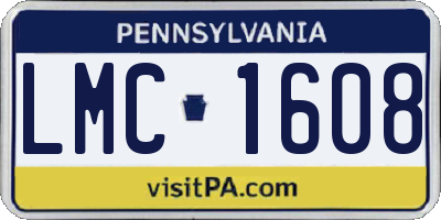 PA license plate LMC1608