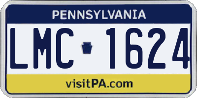 PA license plate LMC1624