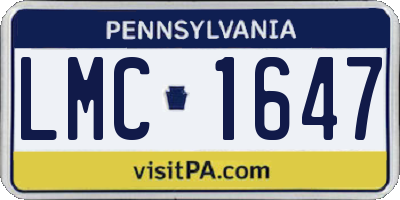 PA license plate LMC1647