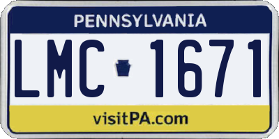 PA license plate LMC1671