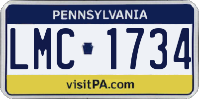 PA license plate LMC1734