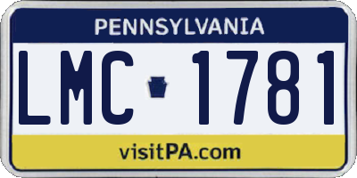 PA license plate LMC1781