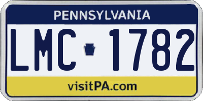 PA license plate LMC1782