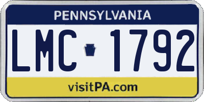 PA license plate LMC1792