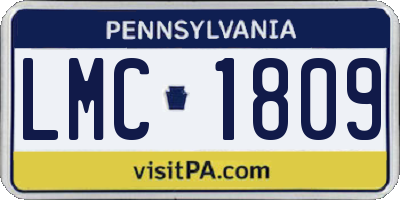 PA license plate LMC1809