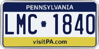 PA license plate LMC1840