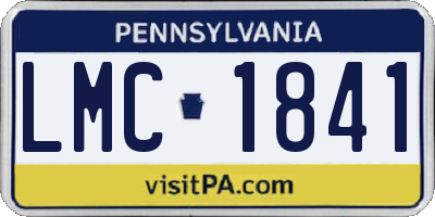 PA license plate LMC1841