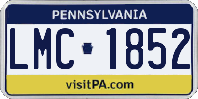 PA license plate LMC1852