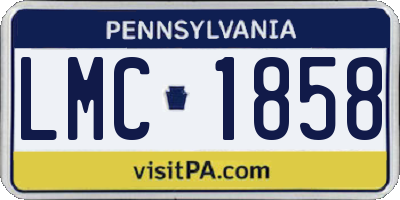 PA license plate LMC1858