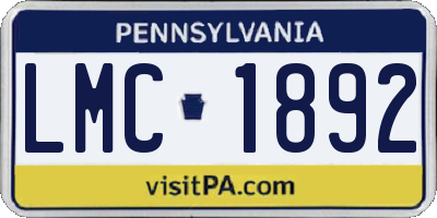 PA license plate LMC1892