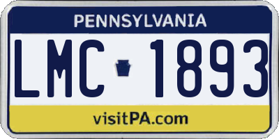 PA license plate LMC1893