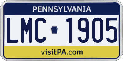PA license plate LMC1905