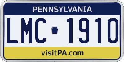PA license plate LMC1910