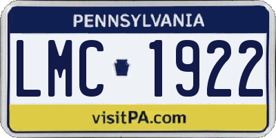 PA license plate LMC1922