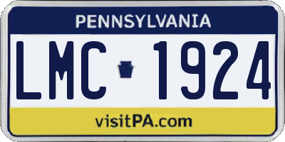 PA license plate LMC1924