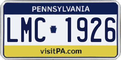 PA license plate LMC1926