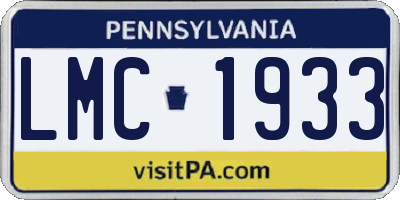PA license plate LMC1933