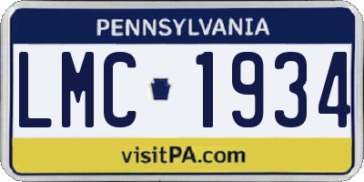 PA license plate LMC1934