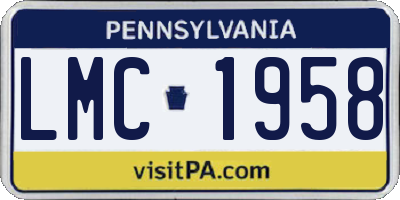 PA license plate LMC1958