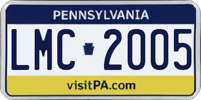 PA license plate LMC2005
