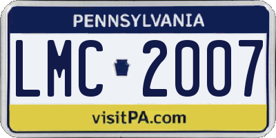 PA license plate LMC2007