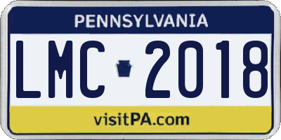 PA license plate LMC2018