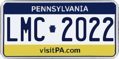 PA license plate LMC2022