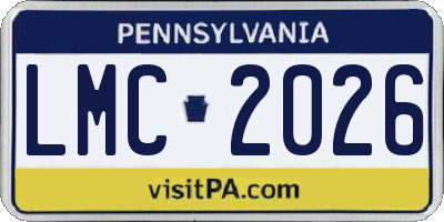 PA license plate LMC2026