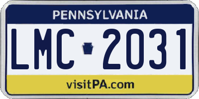 PA license plate LMC2031