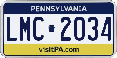 PA license plate LMC2034