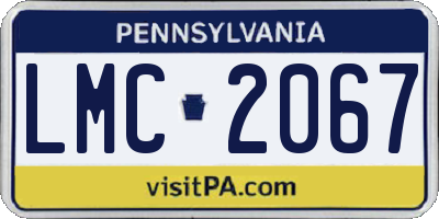 PA license plate LMC2067