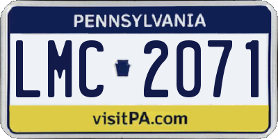 PA license plate LMC2071