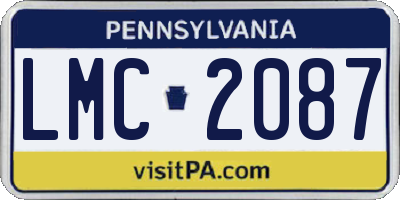 PA license plate LMC2087