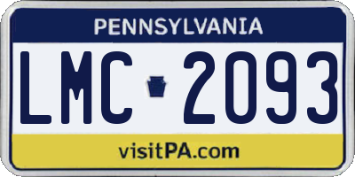 PA license plate LMC2093