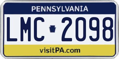 PA license plate LMC2098