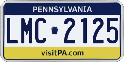 PA license plate LMC2125
