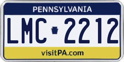 PA license plate LMC2212