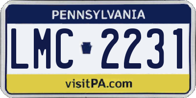 PA license plate LMC2231