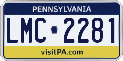 PA license plate LMC2281