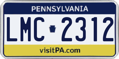 PA license plate LMC2312