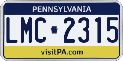 PA license plate LMC2315