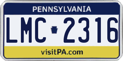 PA license plate LMC2316